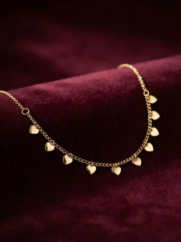 Gold Pirinç Kalp Model Kadın Kolye