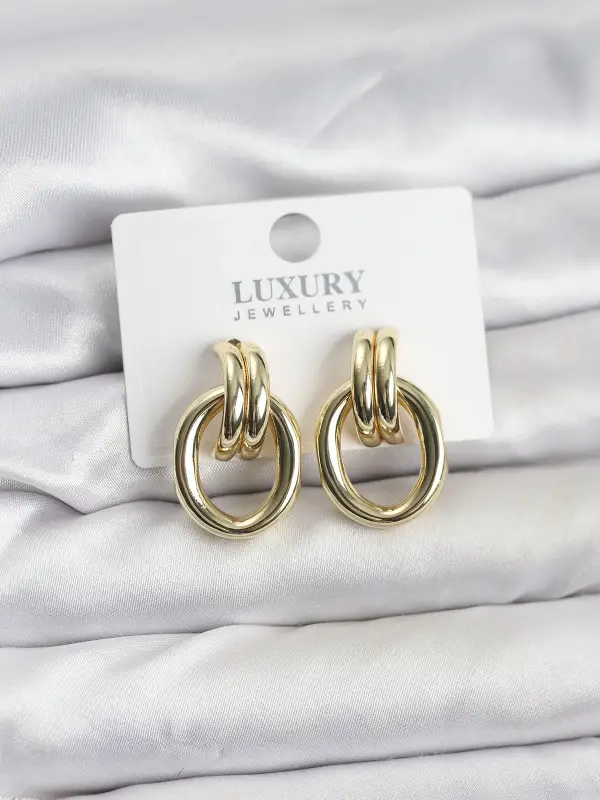 Gold Renk Pirinç Vintage Kadın Küpe