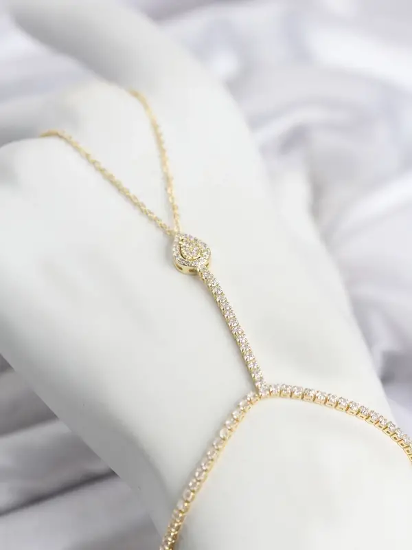 Gold Renk Pirinç Zirkon Taşlı Damla Model Şahmeran