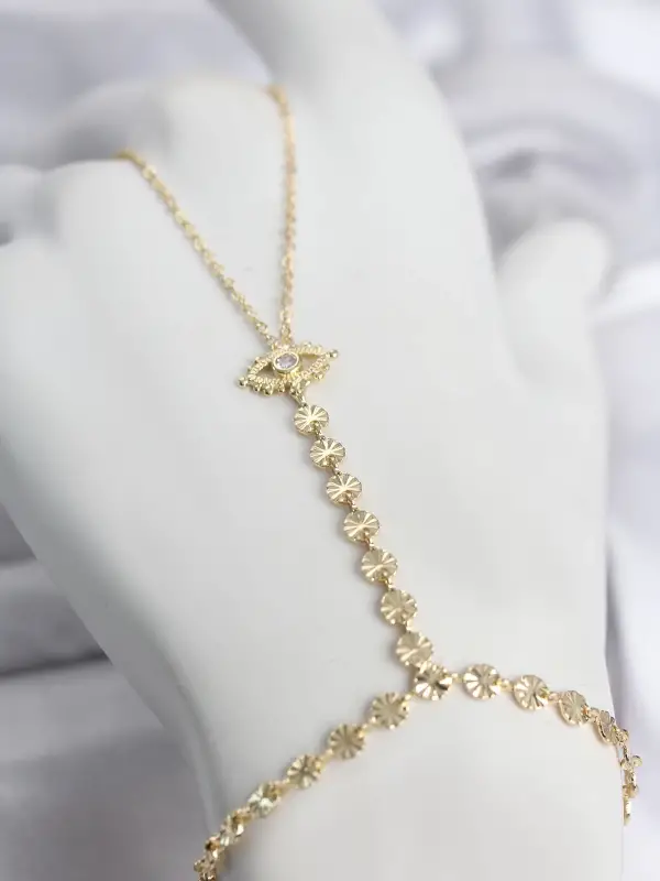 Gold Renk Pirinç Zirkon Taşlı Göz Model Şahmeran
