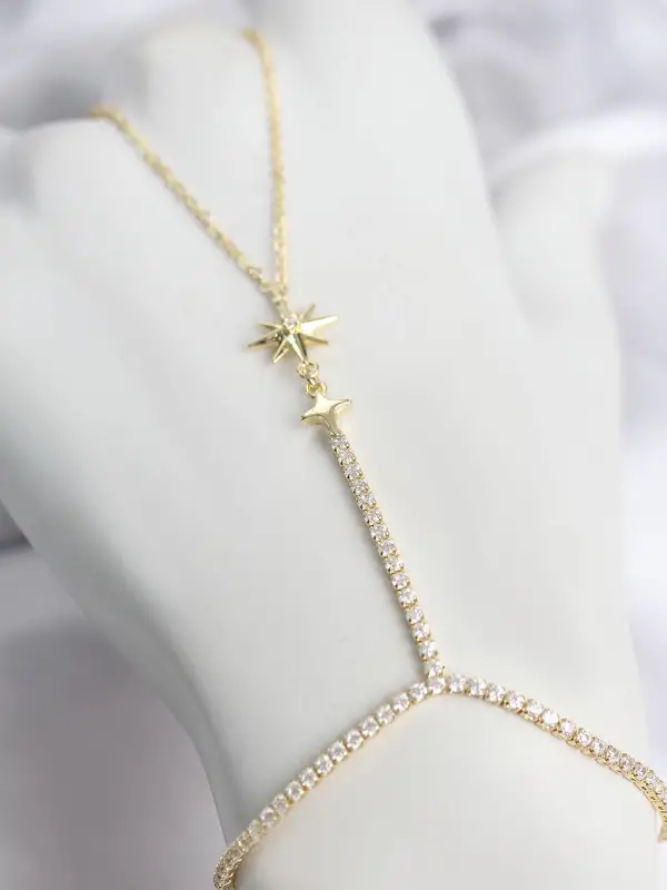 Gold Renk Pirinç Zirkon Taşlı Kutup Yıldızı Model Şahmeran