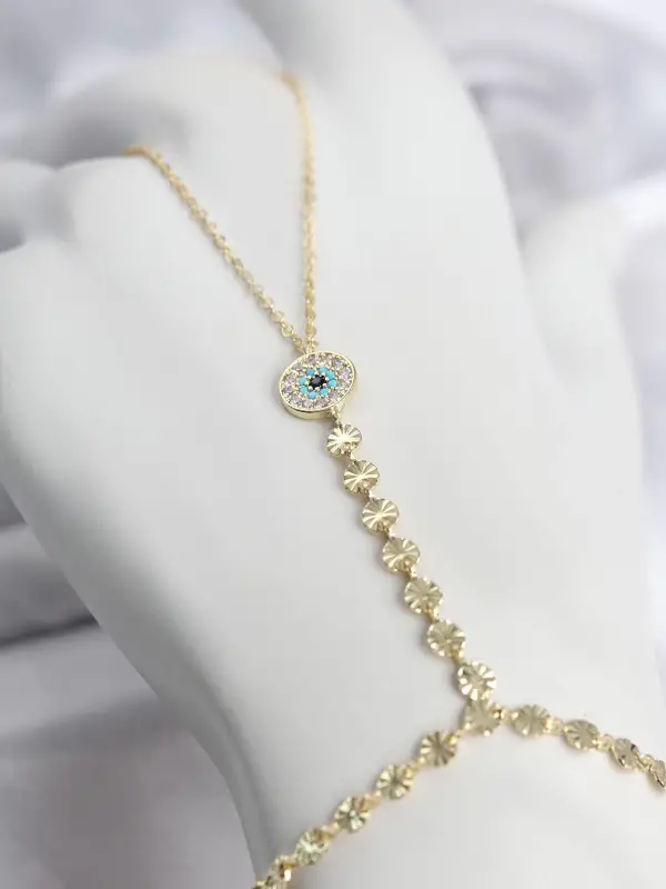 Gold Renk Pirinç Zirkon Taşlı Nazar Model Şahmeran