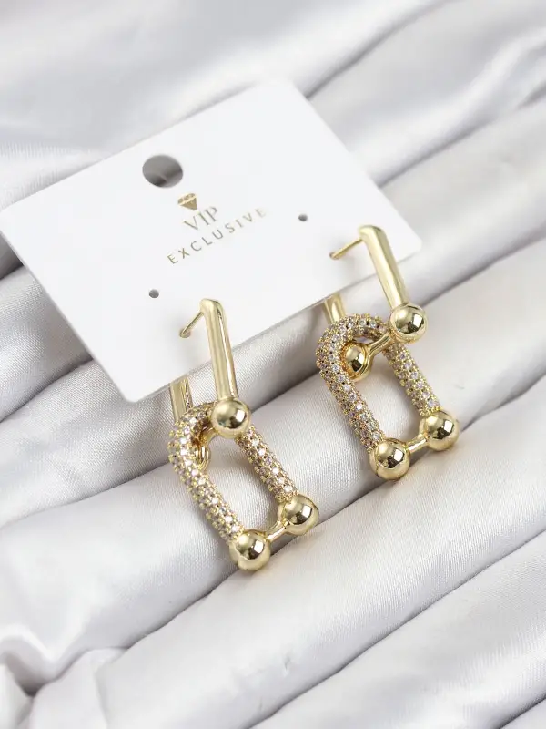Gold Renk VIP Seri Tifani Zirkon Taşlı Kadın Küpe