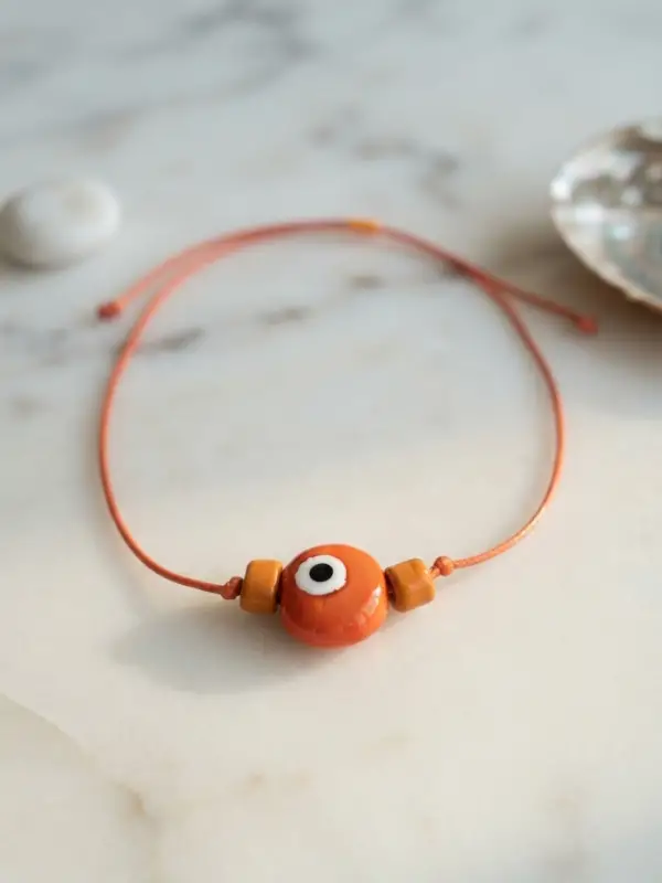 Handmade Bohem Turuncu Nazar Kolye