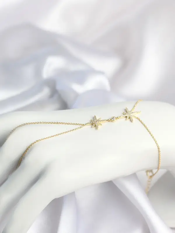 Pirinç Gold Renk Kutup Yıldızı Model Zirkon Taşlı Şahmeran
