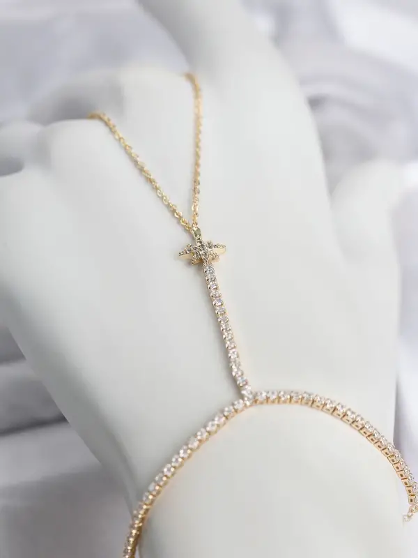 Pirinç Gold Renk Zirkon Taşlı Kutup Yıldızı Şahmeran