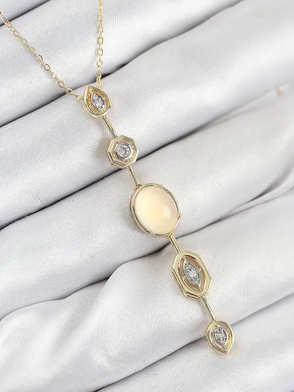 Pirinç Zincir Sarı Gold Renk Zirkon Taşlı Y Kolye