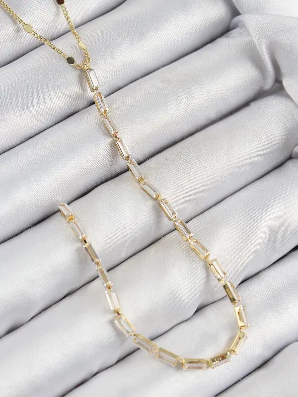 Pirinç Zirkon Taşlı Model Gold Renk Y Kolye