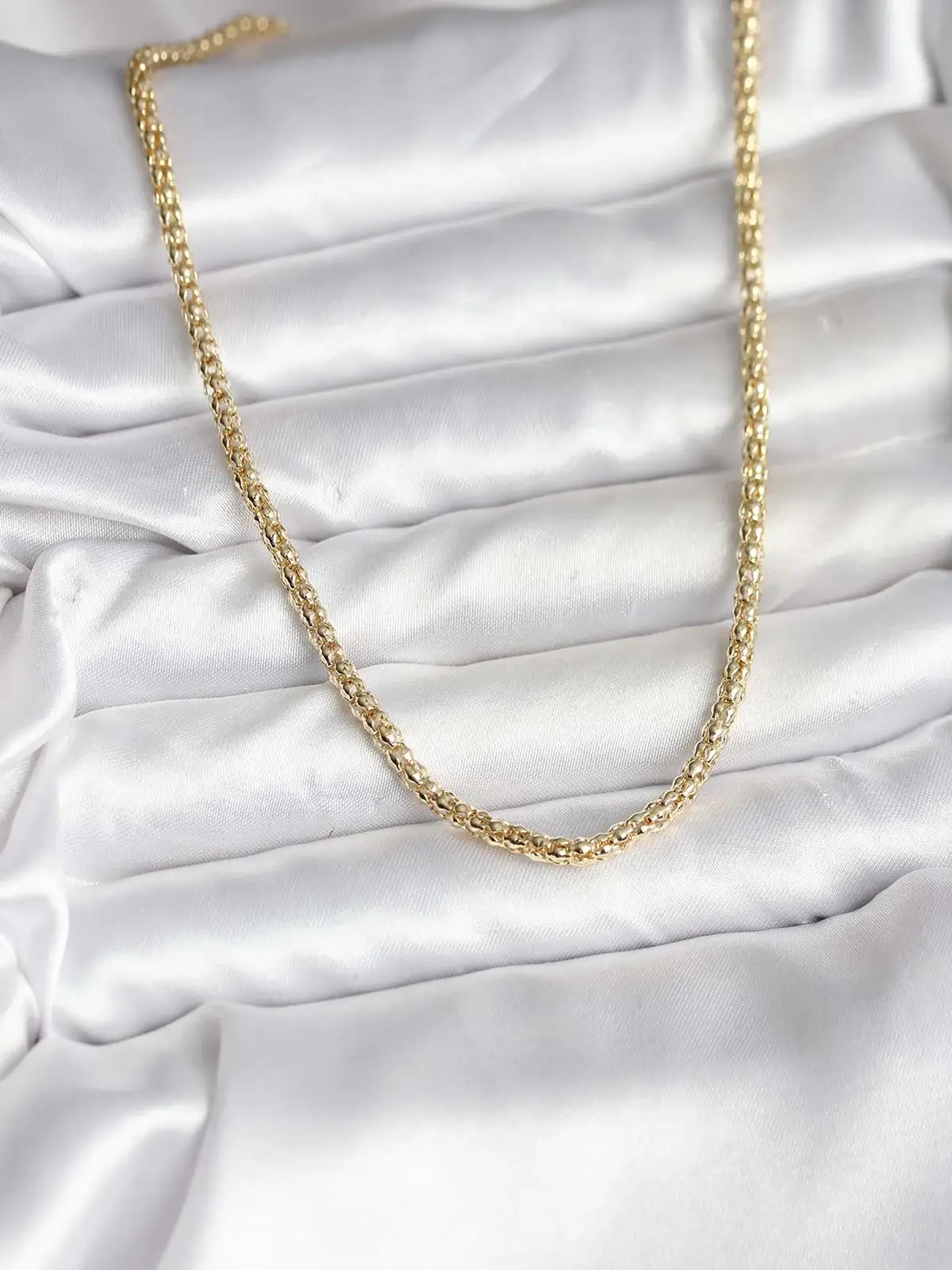 14K Gold Renk Kaplama Boru Zincir Model CM Kadın Kolye