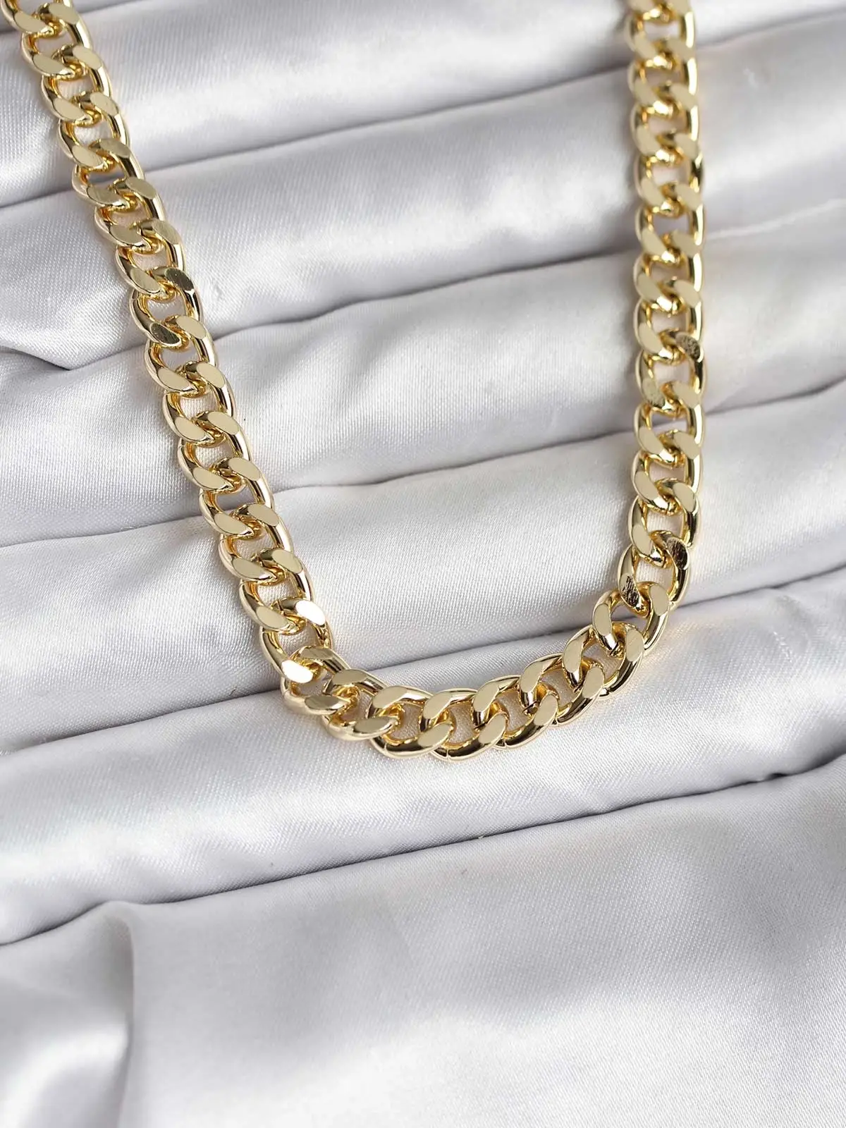 14K Gold Renk Kaplama Kalın Zincir Model CM Kadın Kolye