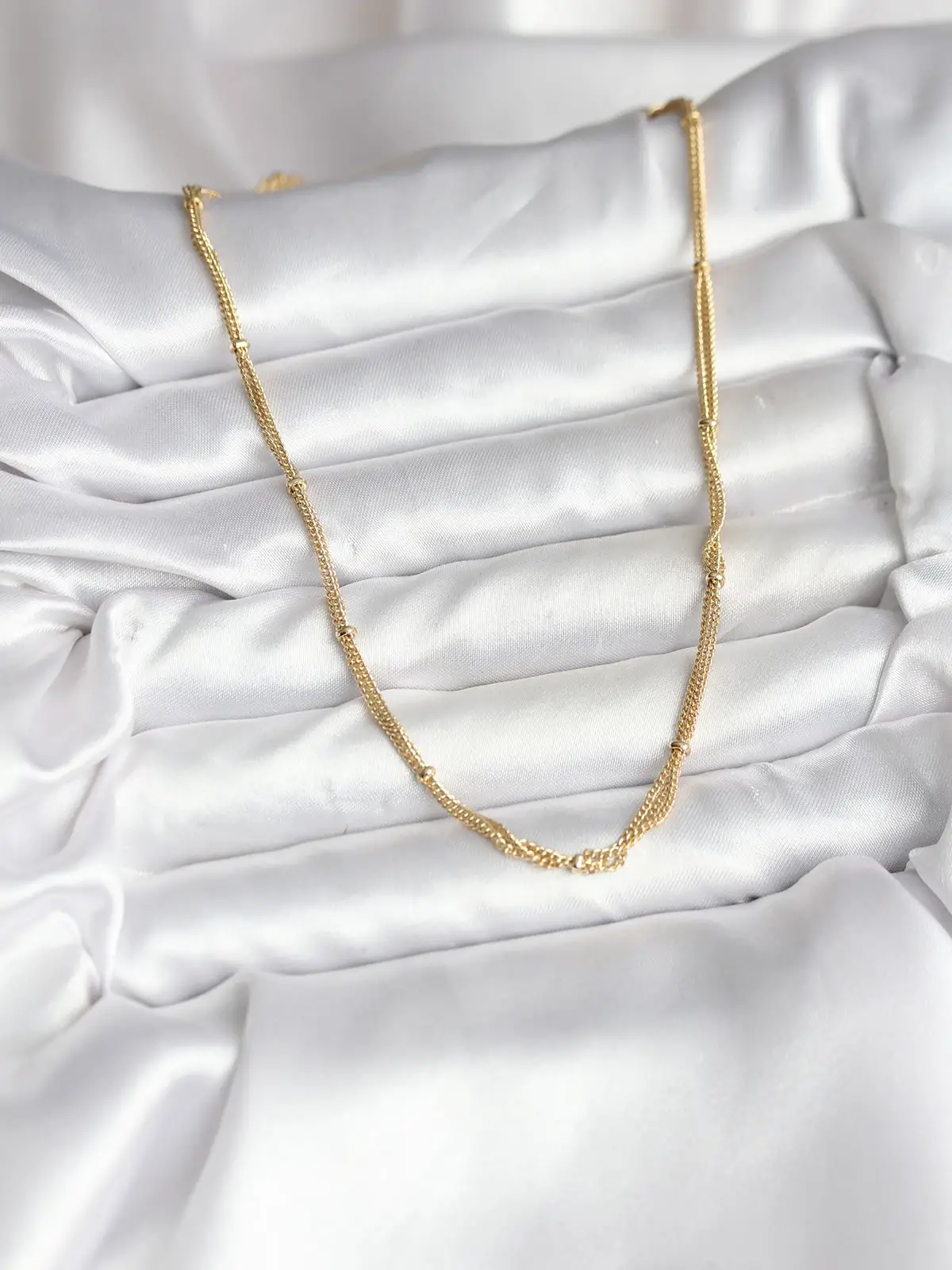 14K Gold Renk Kaplama Topçuk Zincirli Model CM Kadın Kolye