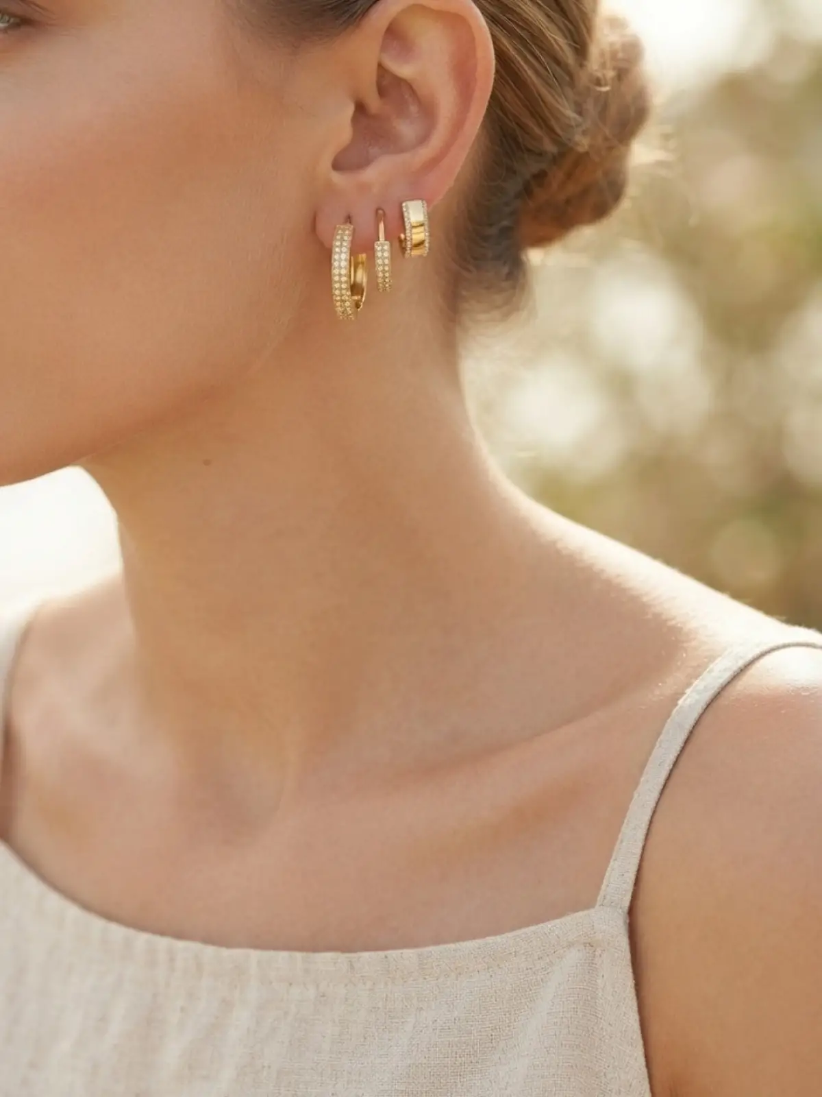 3 lü Set Gold Renk Halka Model Küpe