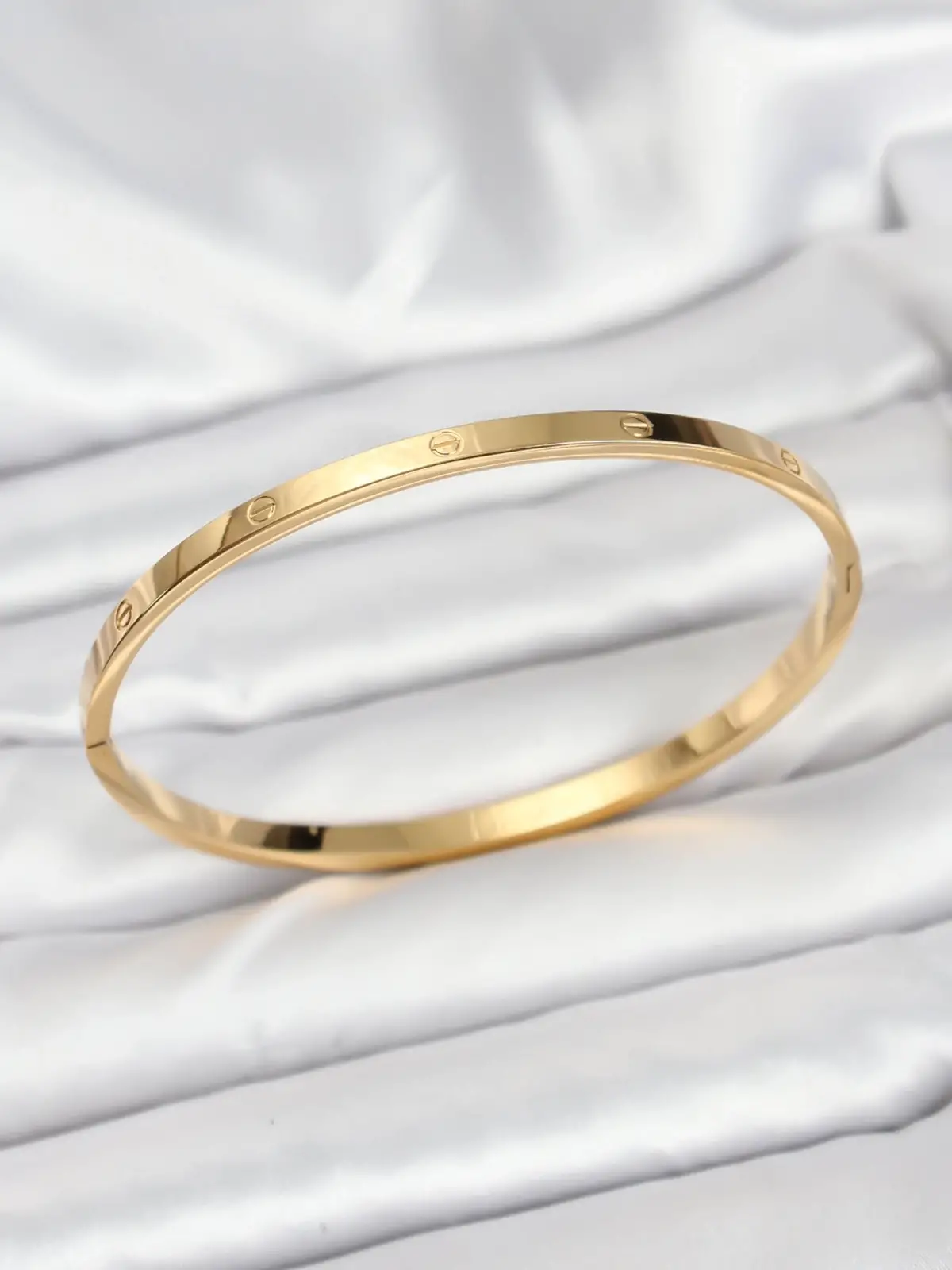 316L Çelik Gold Renk 65 mm İnce Kadın Kelepçe Bileklik