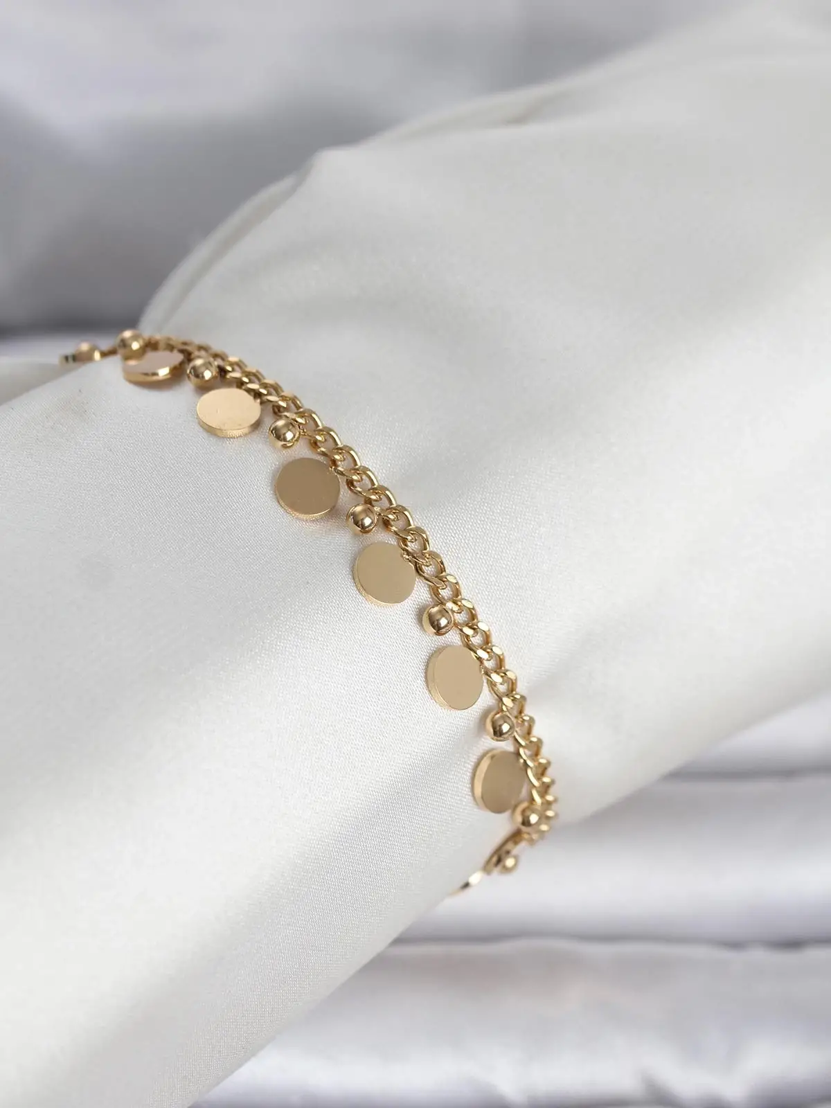 316L Çelik Gold Renk Pullu Model Kadın Bileklik