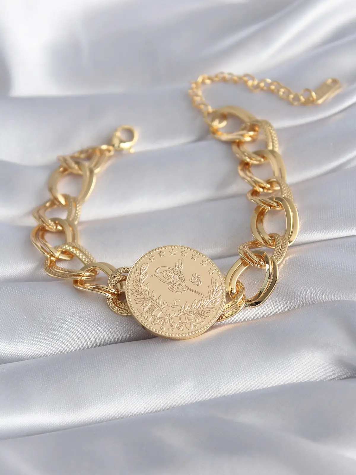 316L Çelik Gold Renk Reşat Altın Model Samanyolu Kadın Bileklik