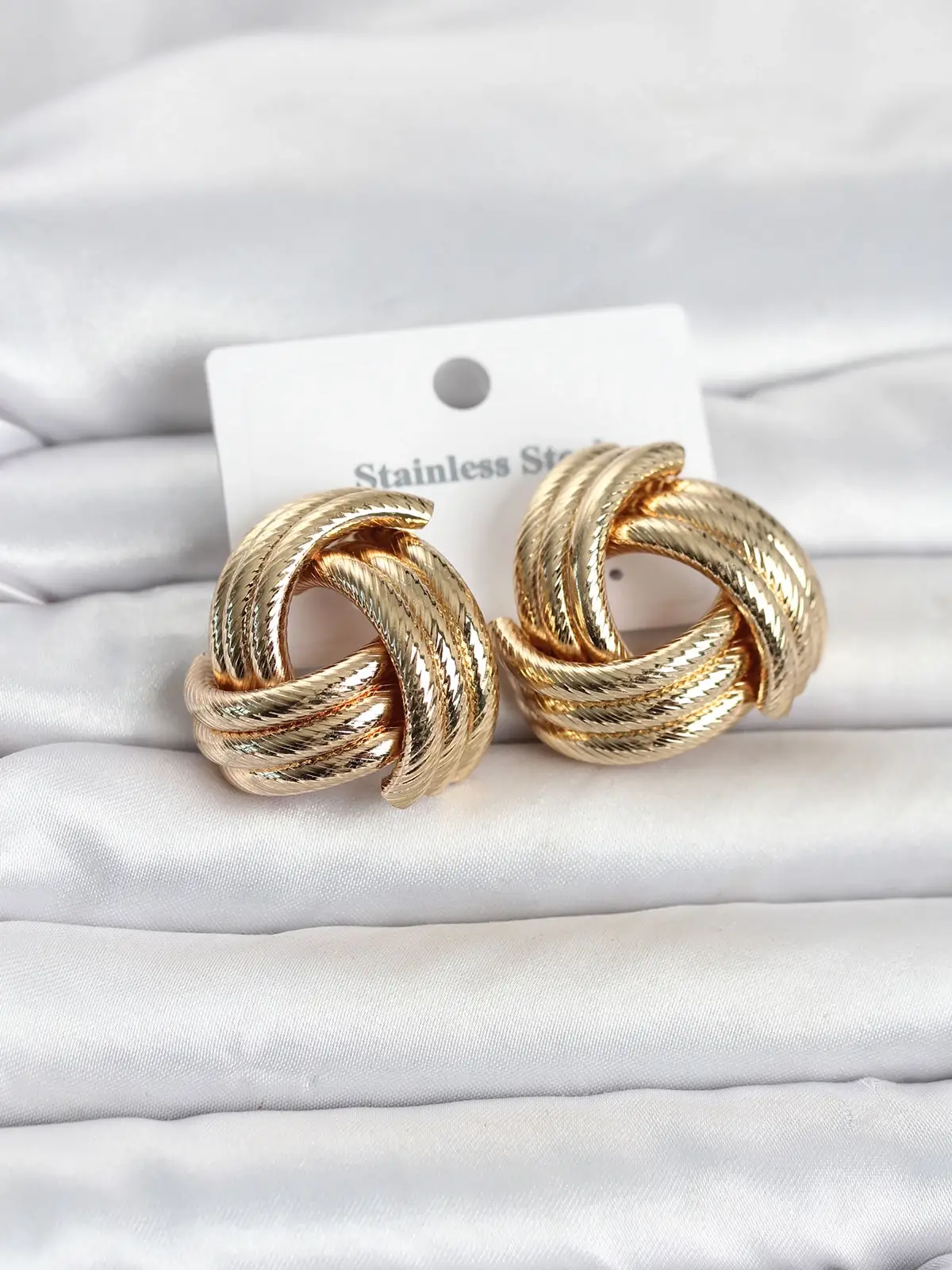 316L Çelik Gold Renk Sarmal Model Kadın Küpe