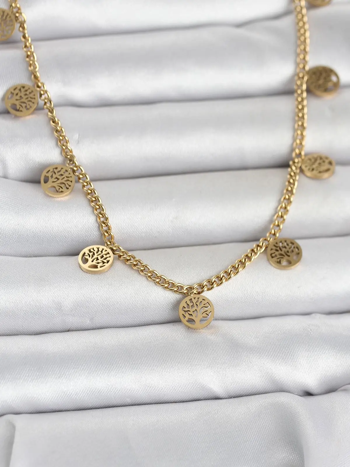 316L Çelik Gold Renk Yaşam Ağacı Model Kadın Kolye
