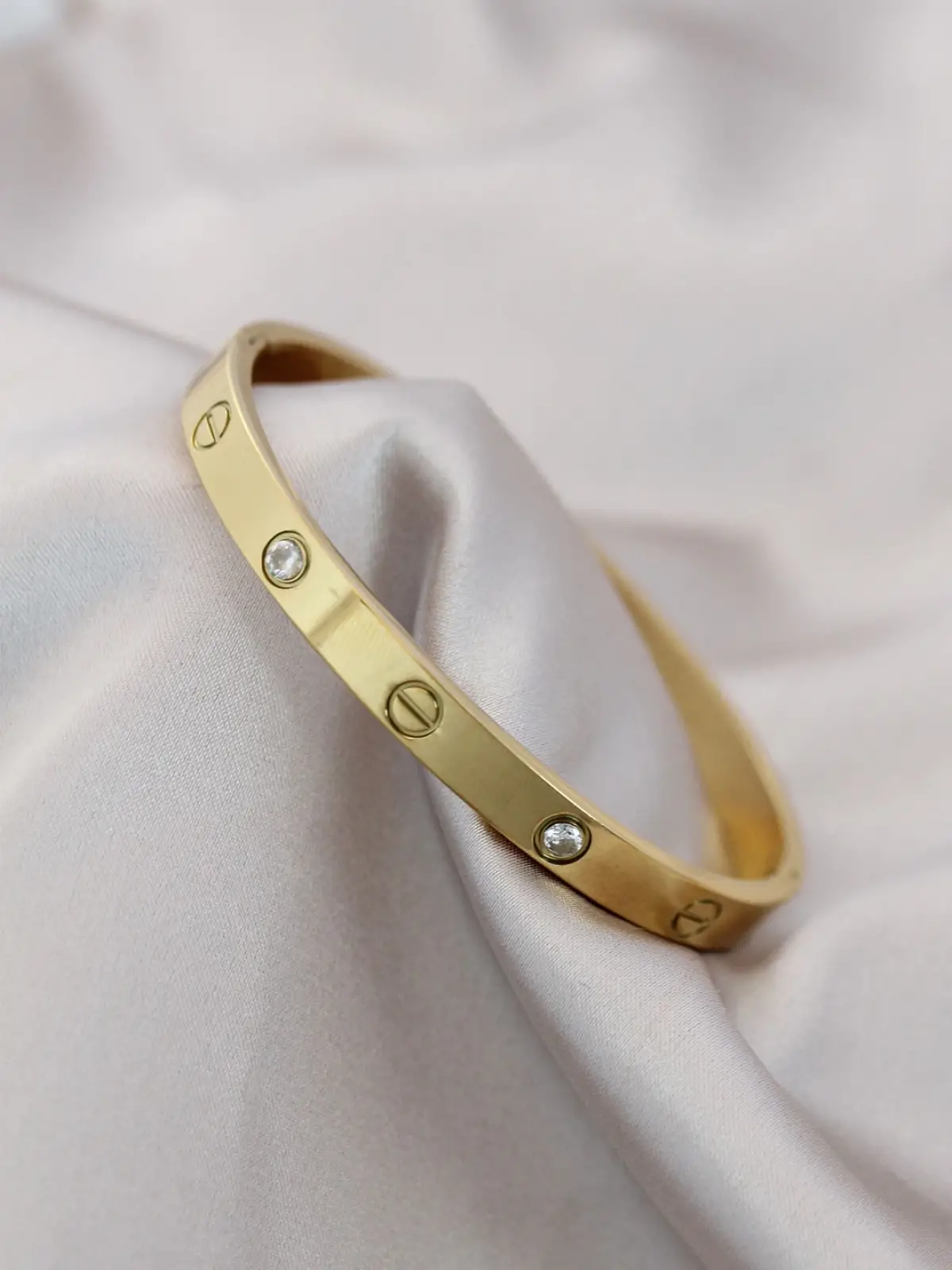 316L Çelik Gold Renk Zirkon Taşlı Bileklik