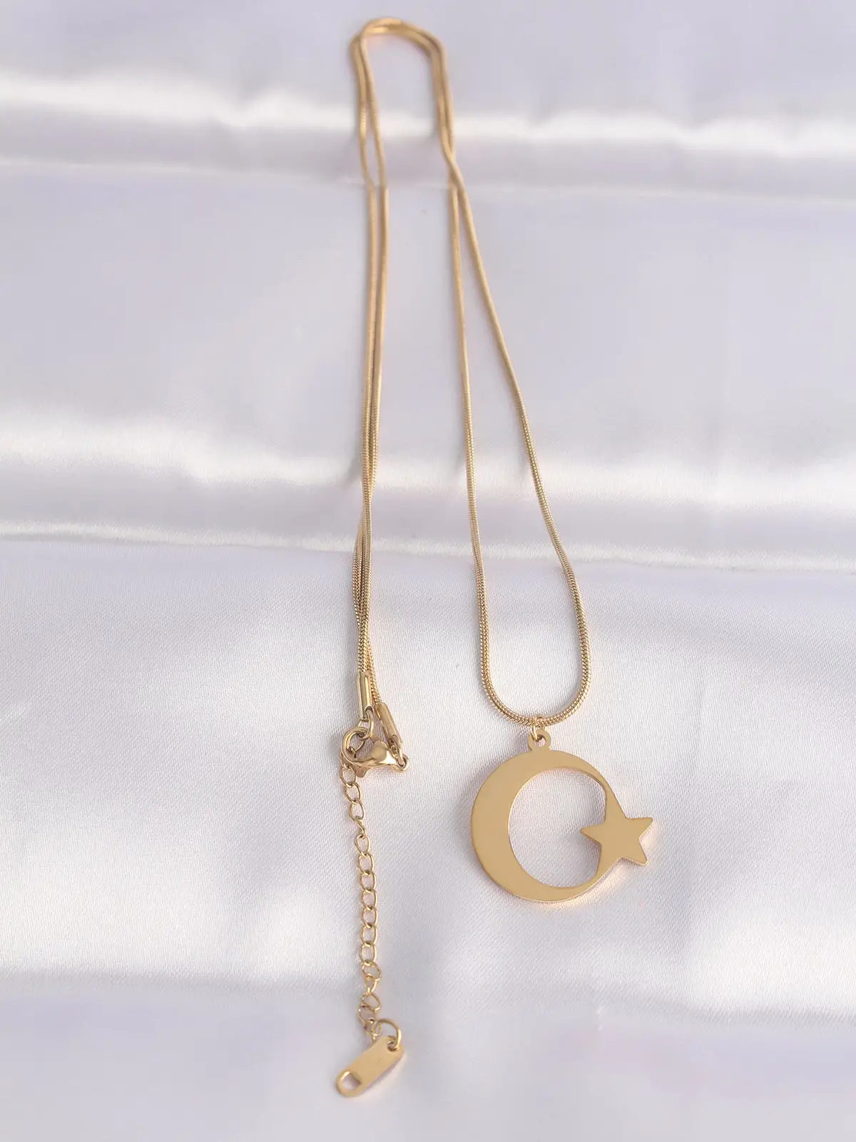 316L Çelik Zincir Gold Renk Ay Yıldız Unisex Kolye