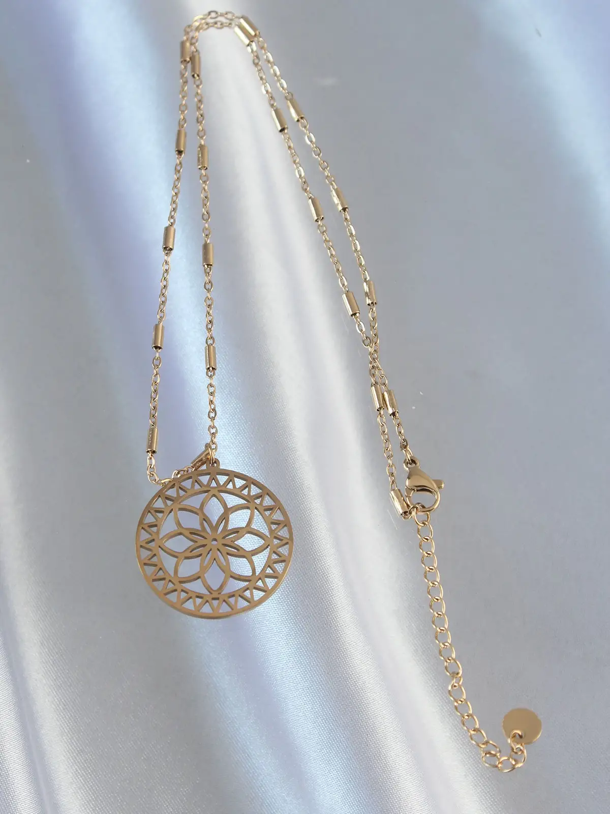 316L Çelik Zincir Gold Renk Lotus Model Kolye