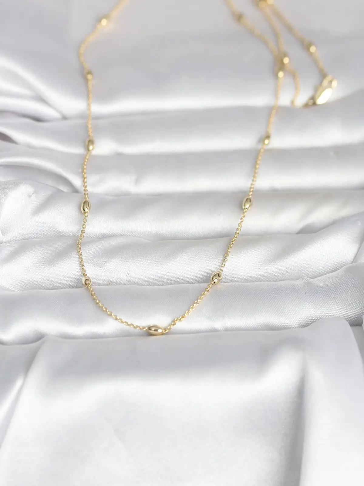 CM 14K Gold Renk Damla Topçuk Model Zincirli 60 cm Kadın Kolye