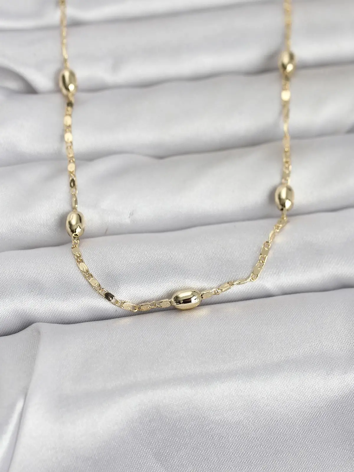 CM 14K Gold Renk Damla Topçuklu Zincir Model 60 cm Kadın Kolye