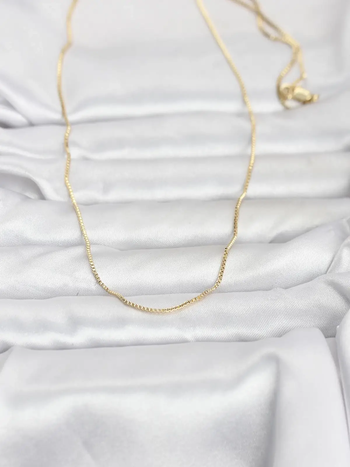 CM 14K Gold Renk İnce Kare Zincirli Model 60 cm Kadın Kolye