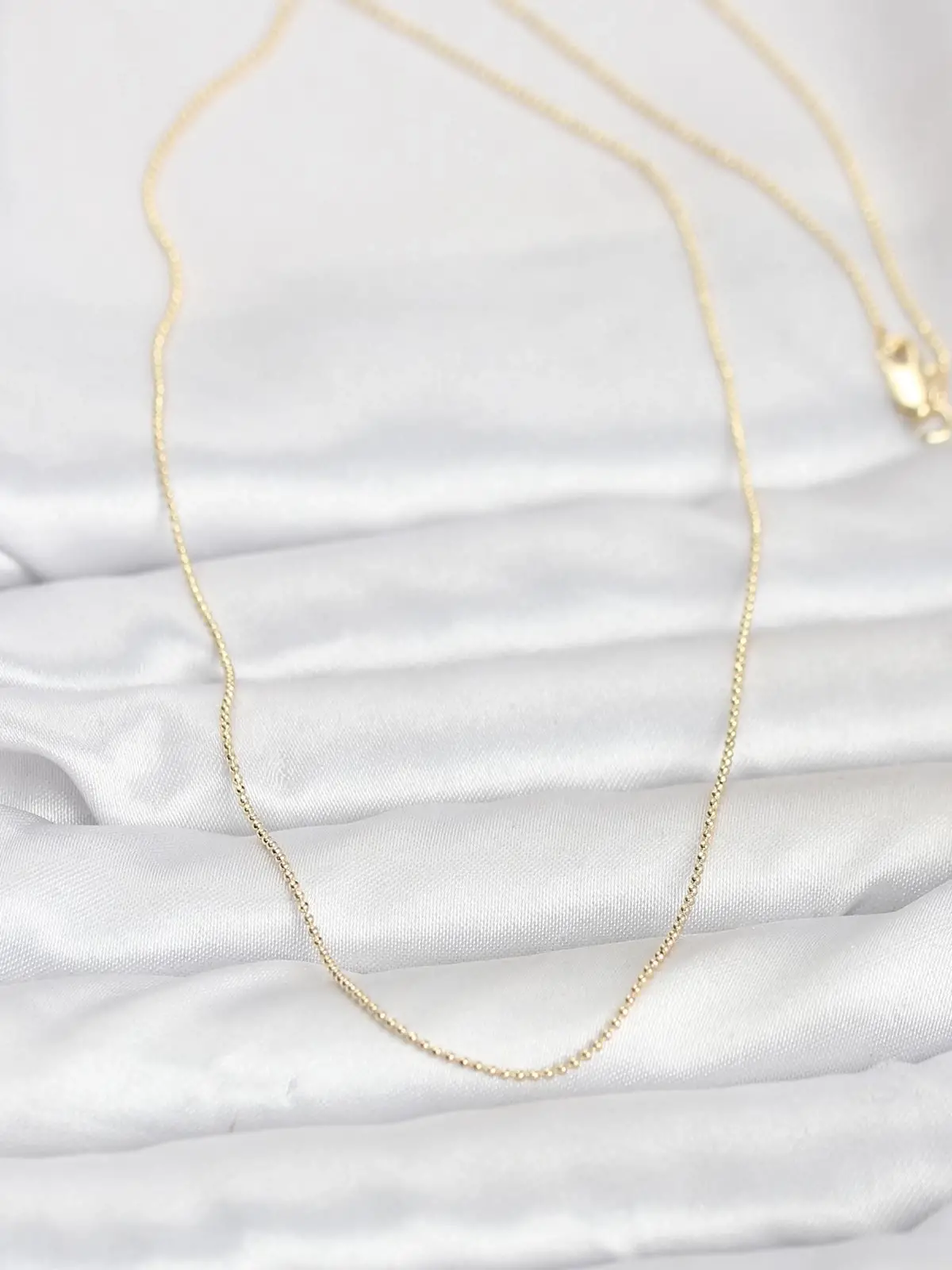 CM 14K Gold Renk İnce Top Zincirli 60 cm Kadın Kolye