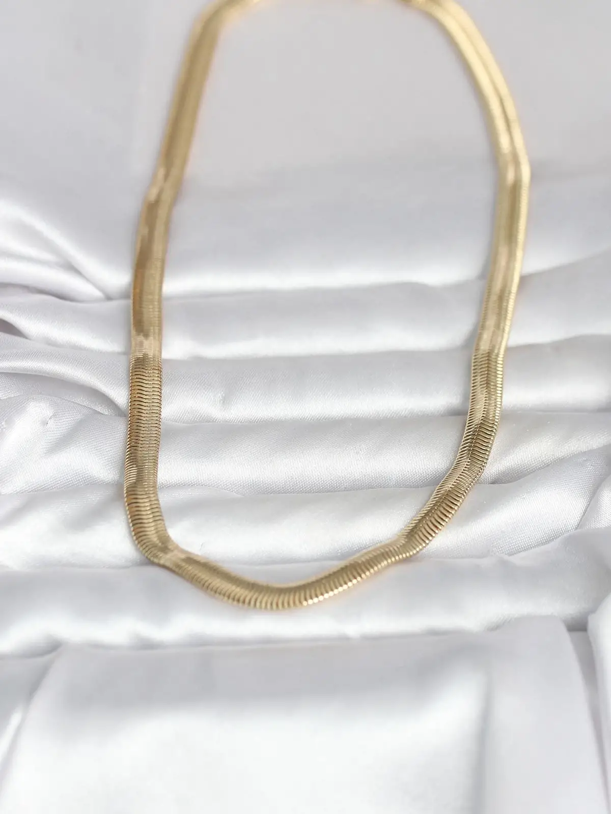 CM 14K Gold Renk Kalın Yassı Yılan Zincir Model 45 cm Kadın Kolye