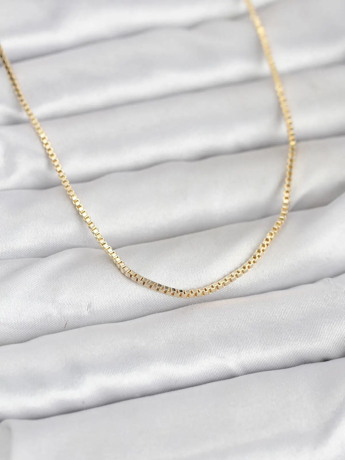 CM 14K Gold Renk Kare Zincirli Model 60 cm Kadın Kolye