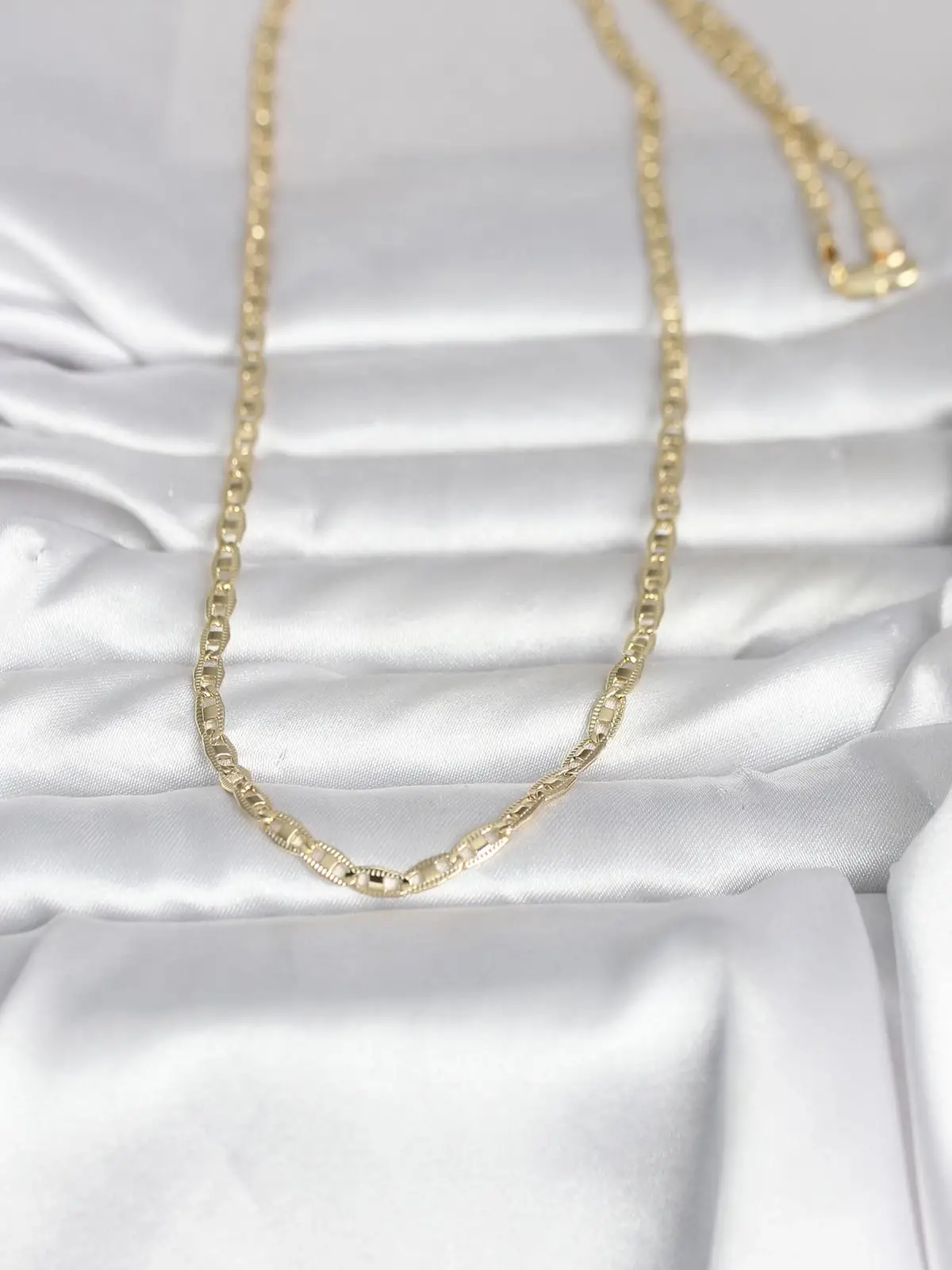 CM 14K Gold Renk Lazer Kesim Zincirli Model 60 cm Kadın Kolye