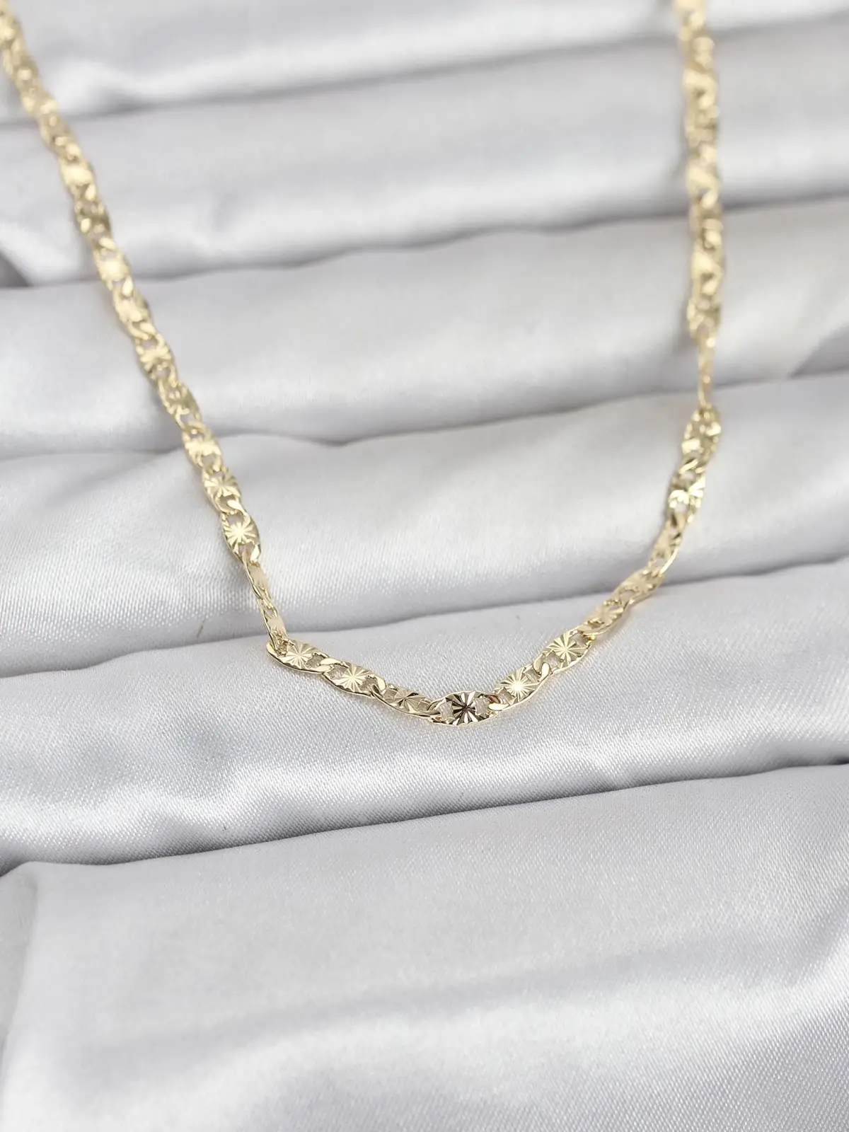 CM 14K Gold Renk Lazer Zincirli Model 60 cm Kadın Kolye