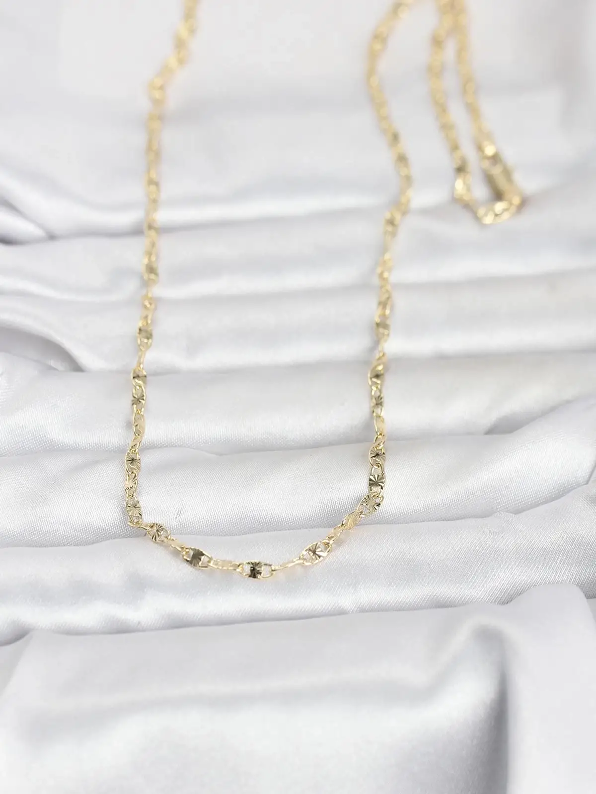CM 14K Gold Renk Lazerli Gemici Zincir Model 60 cm Kadın Kolye