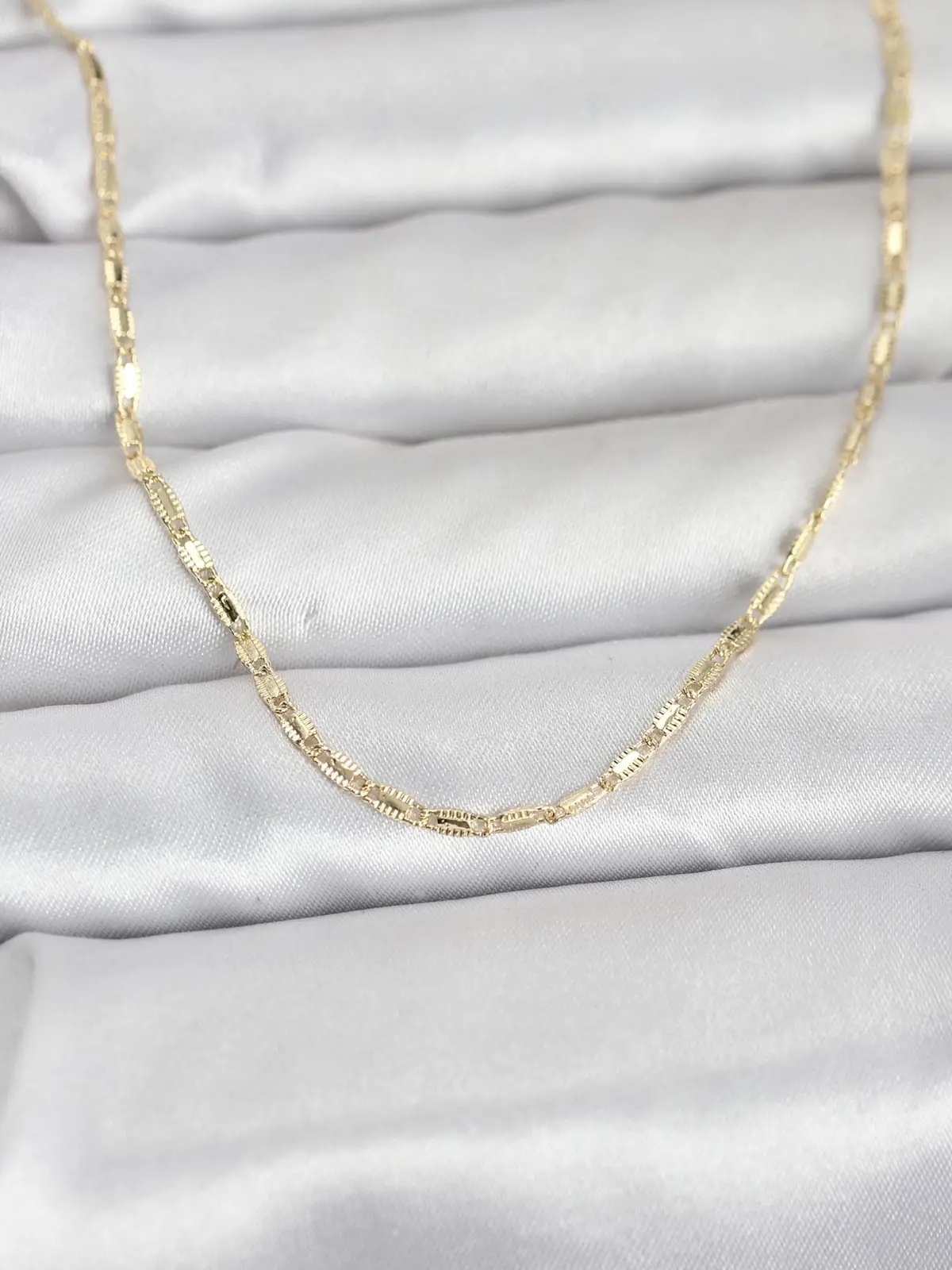CM 14K Gold Renk Lazerli Zincir Model 60 cm Kadın Kolye