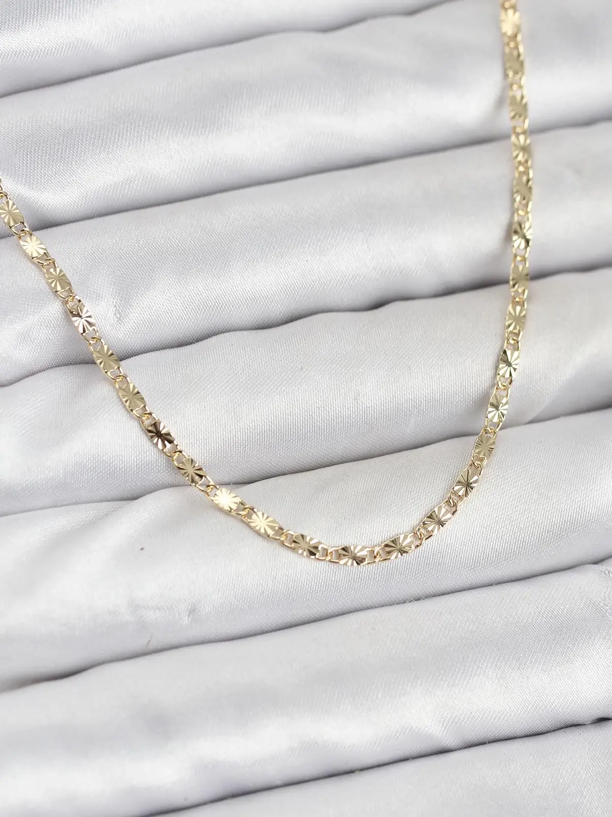 CM 14K Gold Renk Lazerli Zincir Model Kadın Kolye