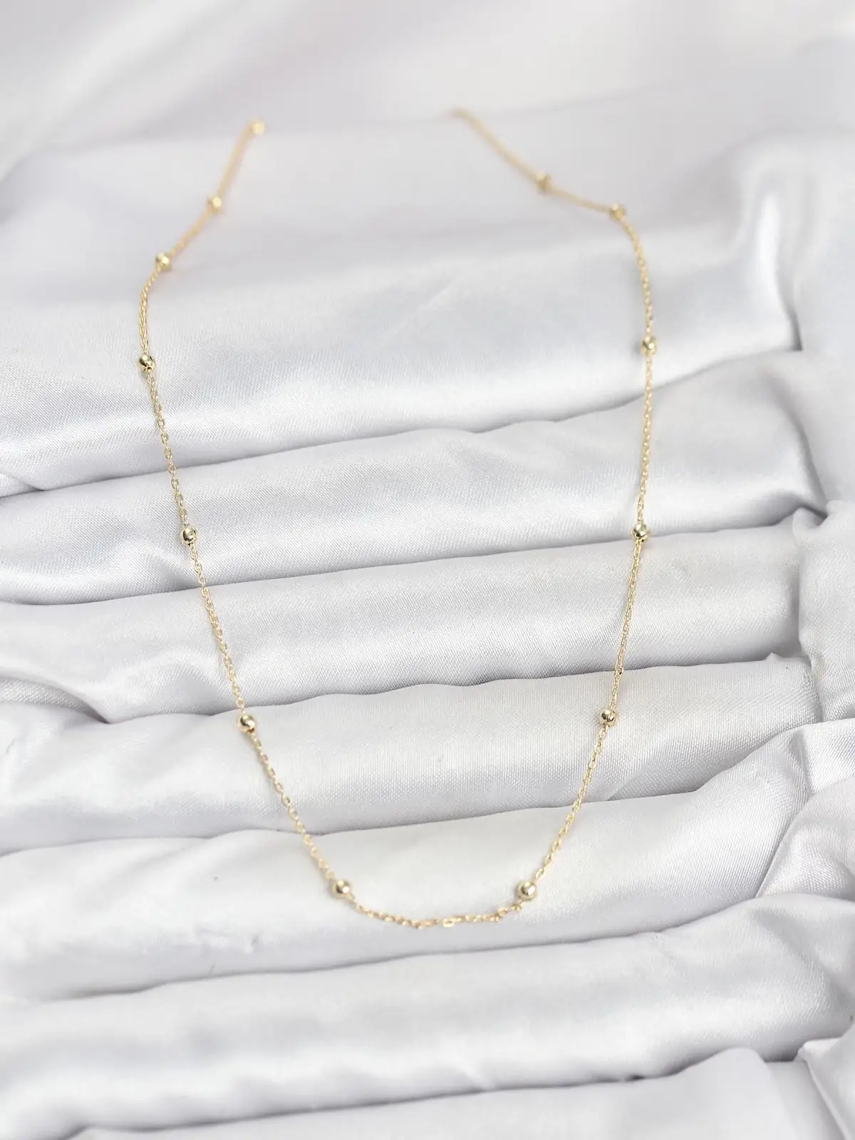 CM 14K Gold Renk Minik Top Zincirli Kadın Kolye