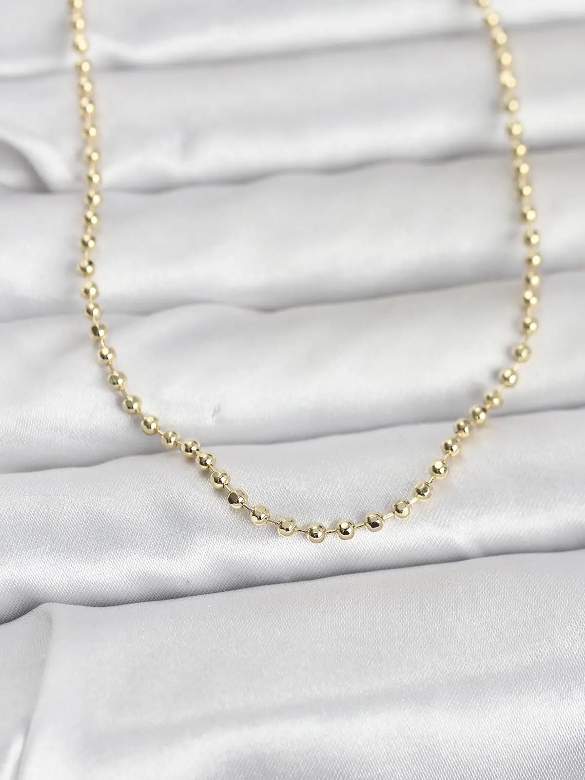 CM 14K Gold Renk Top Zincirli Model 60 cm Kadın Kolye