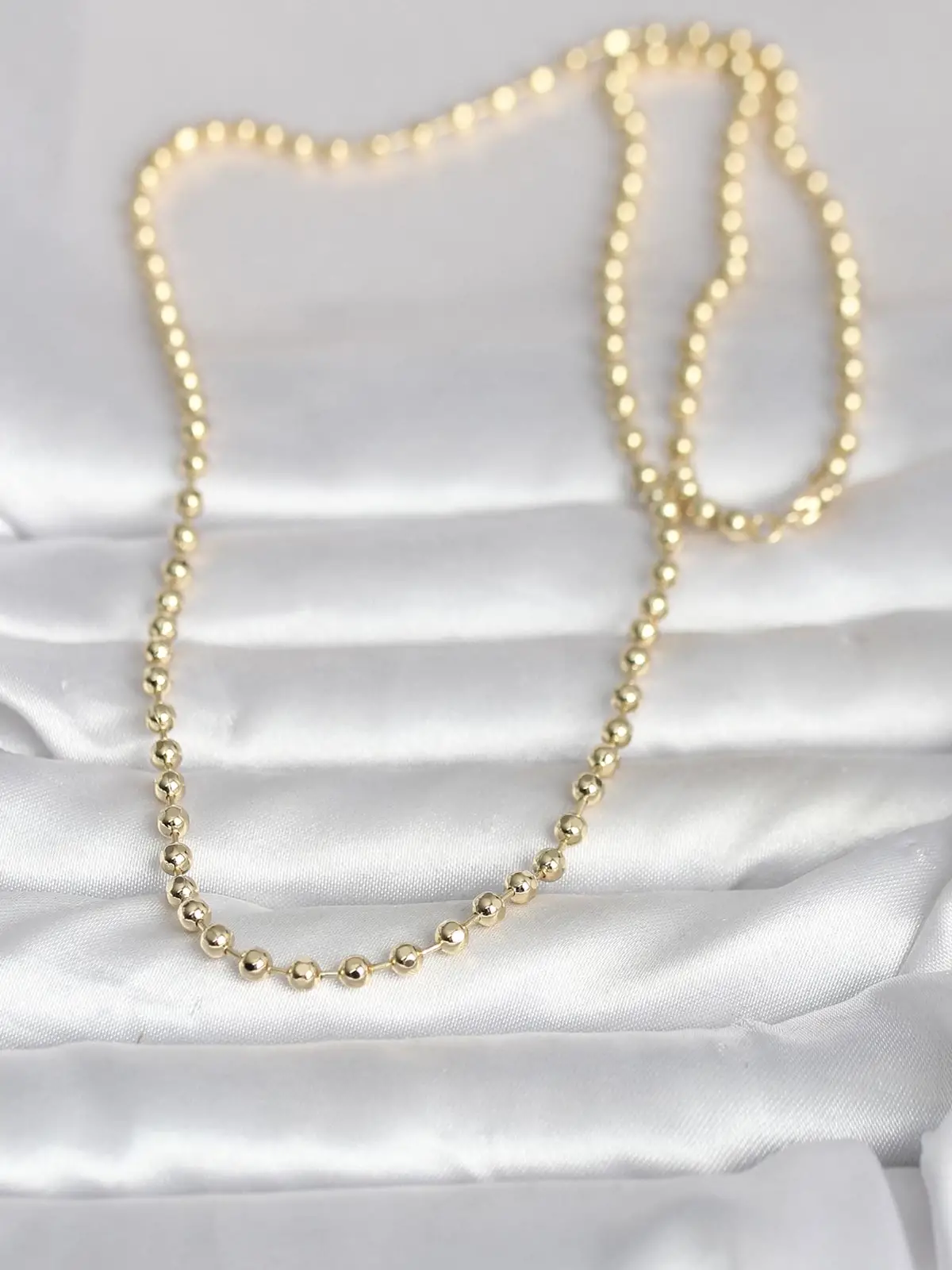 CM 14K Gold Renk Top Zincirli Model 60 cm Kadın Kolye