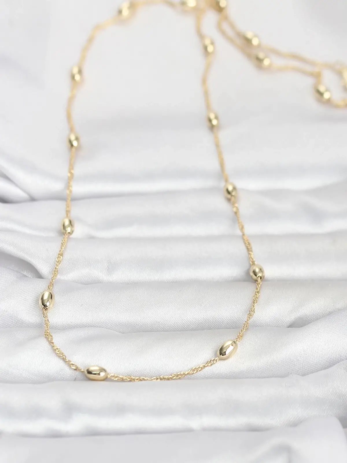 CM 14K Gold Renk Topçuklu Burgu Zincir Model 60 cm Kadın Kolye