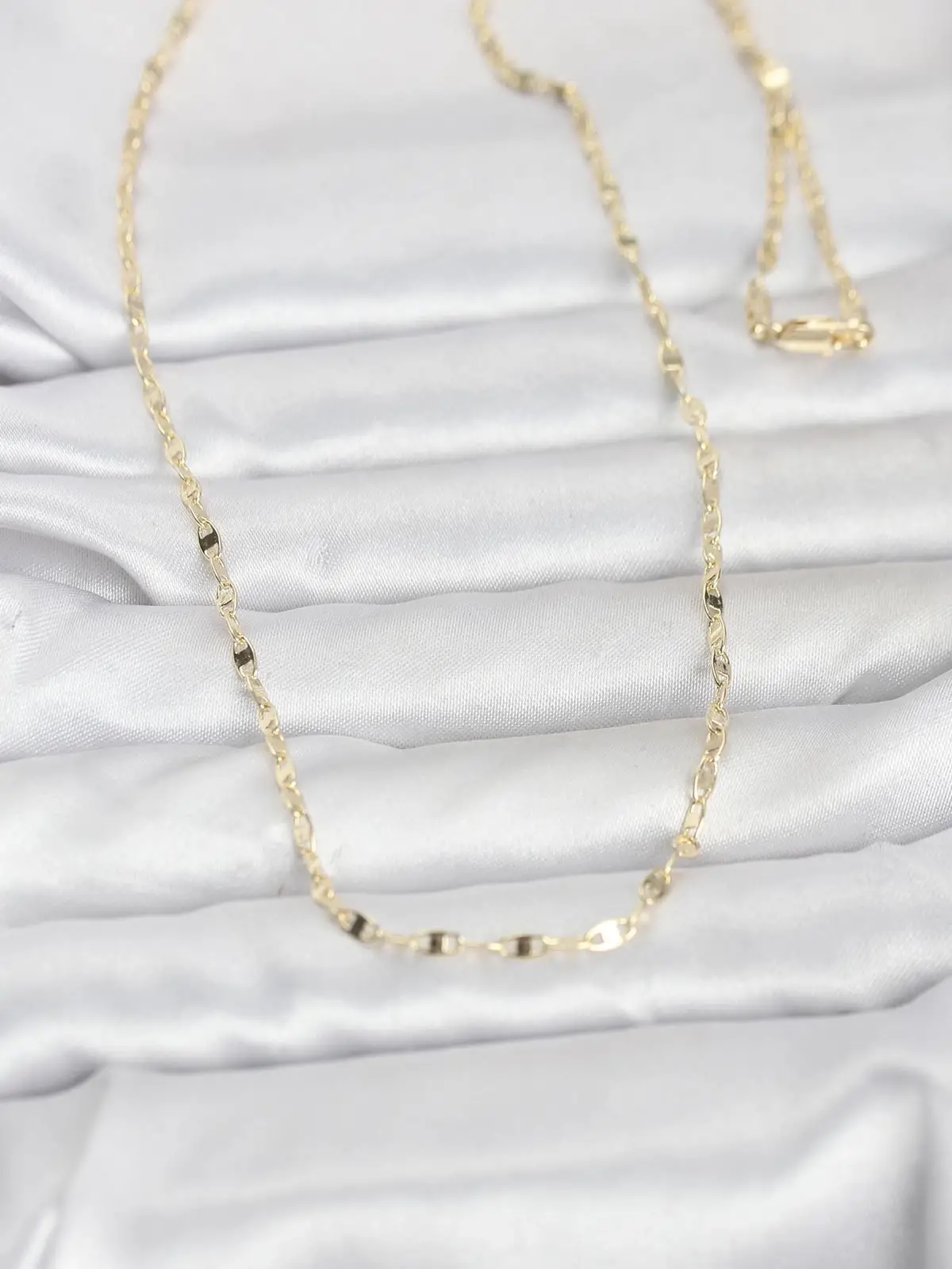 CM 14K Gold Renk Yassı Gemici Zincir Model 60 cm Kadın Kolye