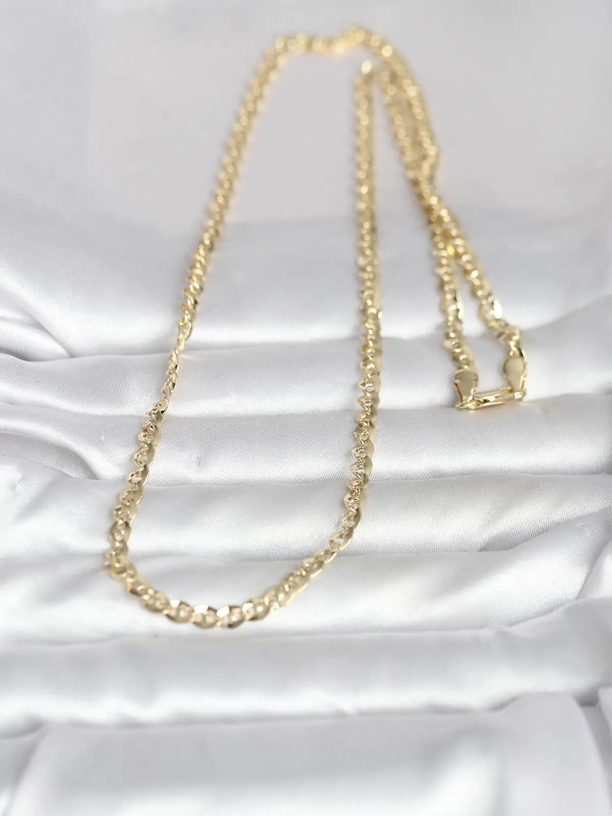 CM 14K Gold Renk Yassı Oval Zincirli Model 60 cm Kadın Kolye
