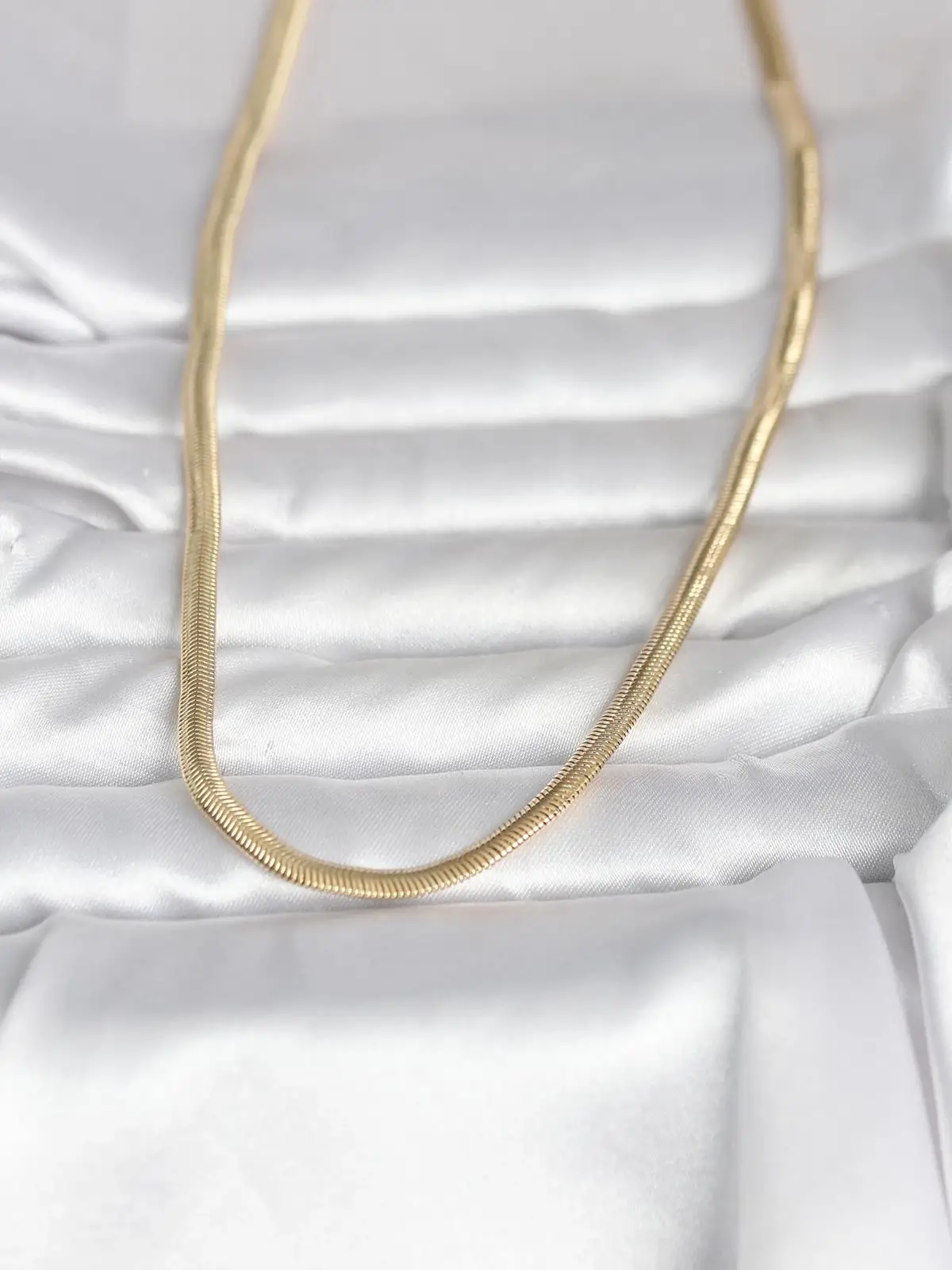 CM 14K Gold Renk Yassı Yılan Zincir Model 45 cm Kadın Kolye