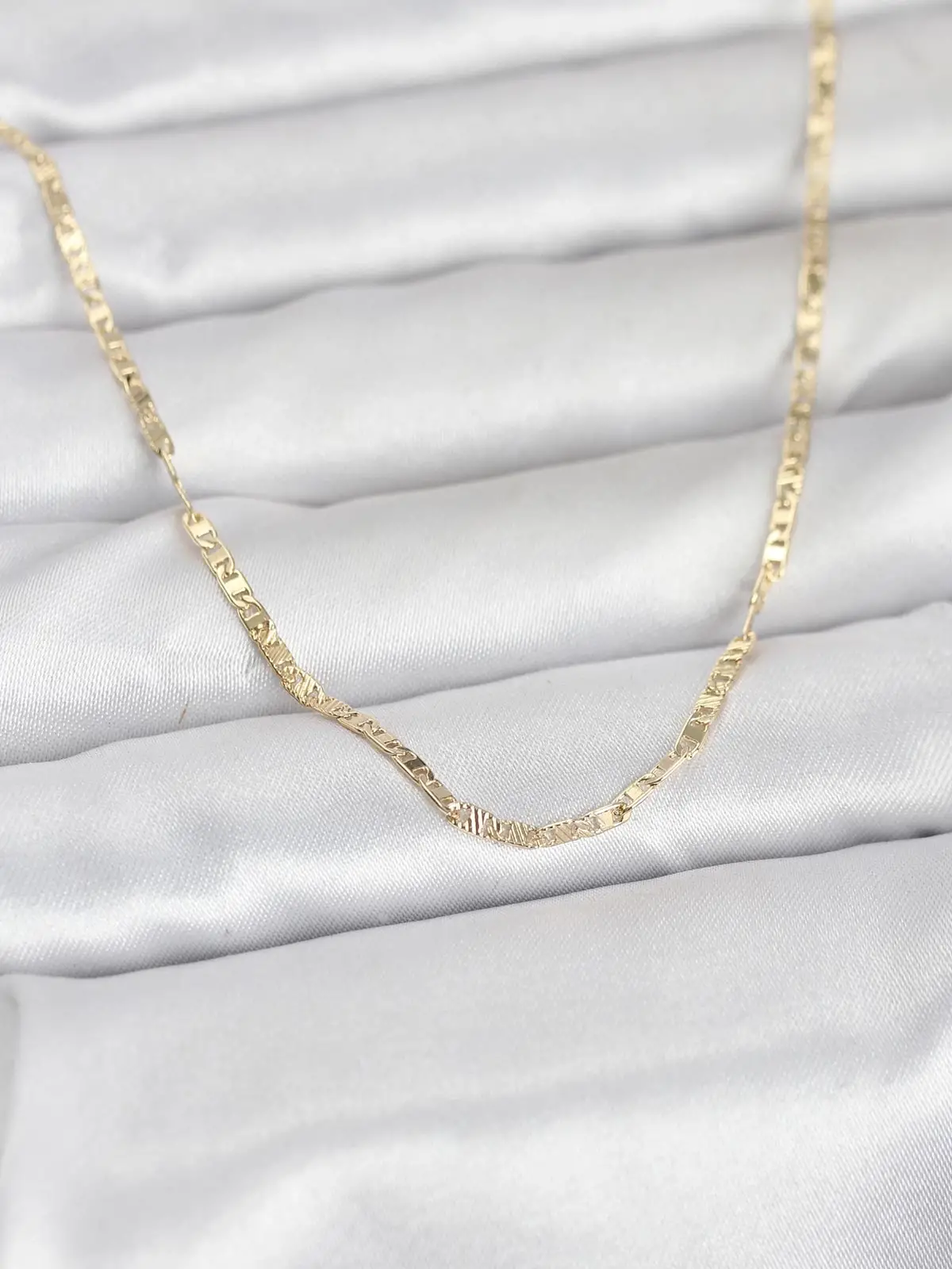 CM 14K Gold Renk Yassı Zincir Model 60 cm Kadın Kolye