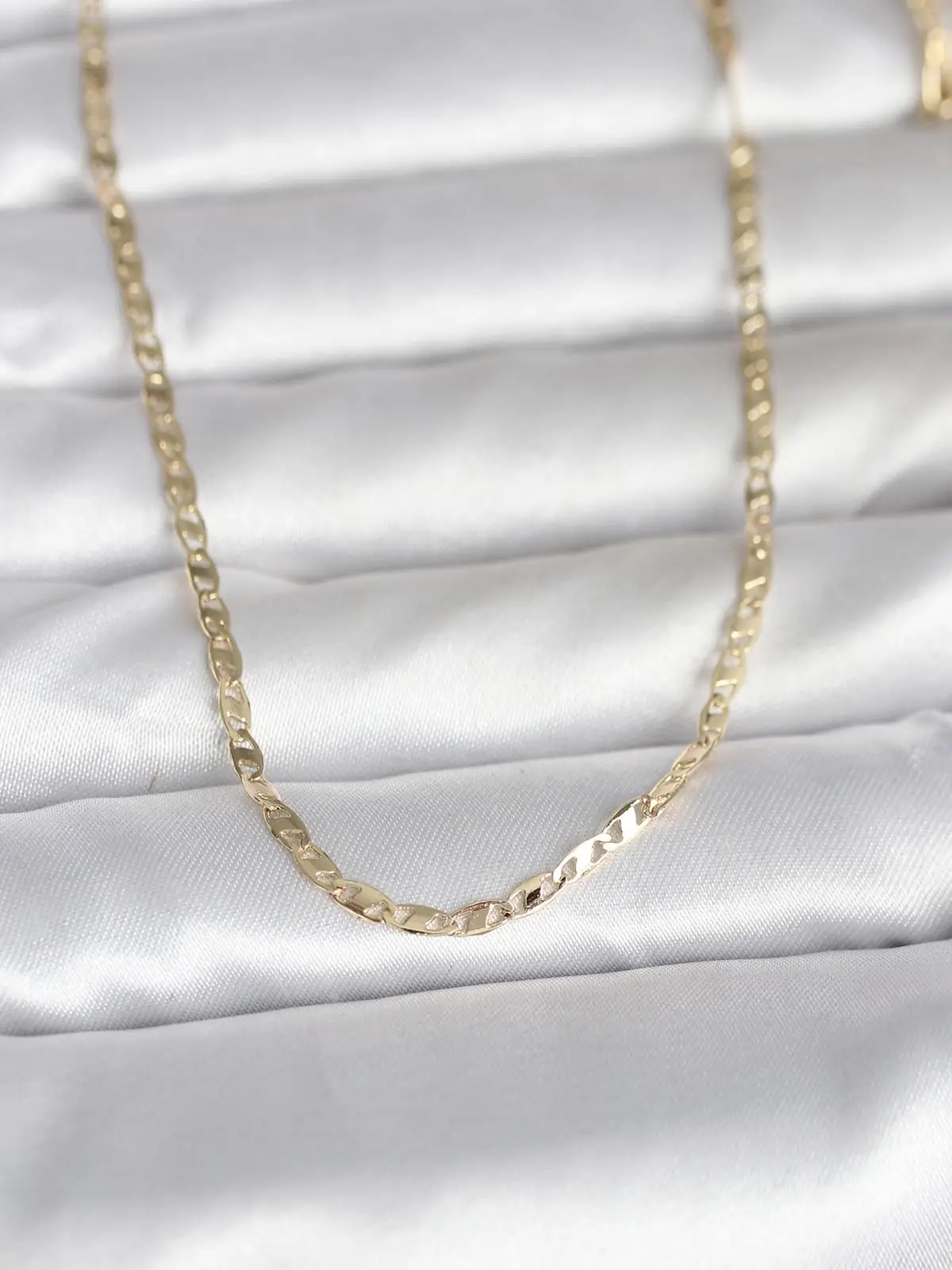 CM 14K Gold Renk Yassı Zincir Model 60 cm Kadın Kolye