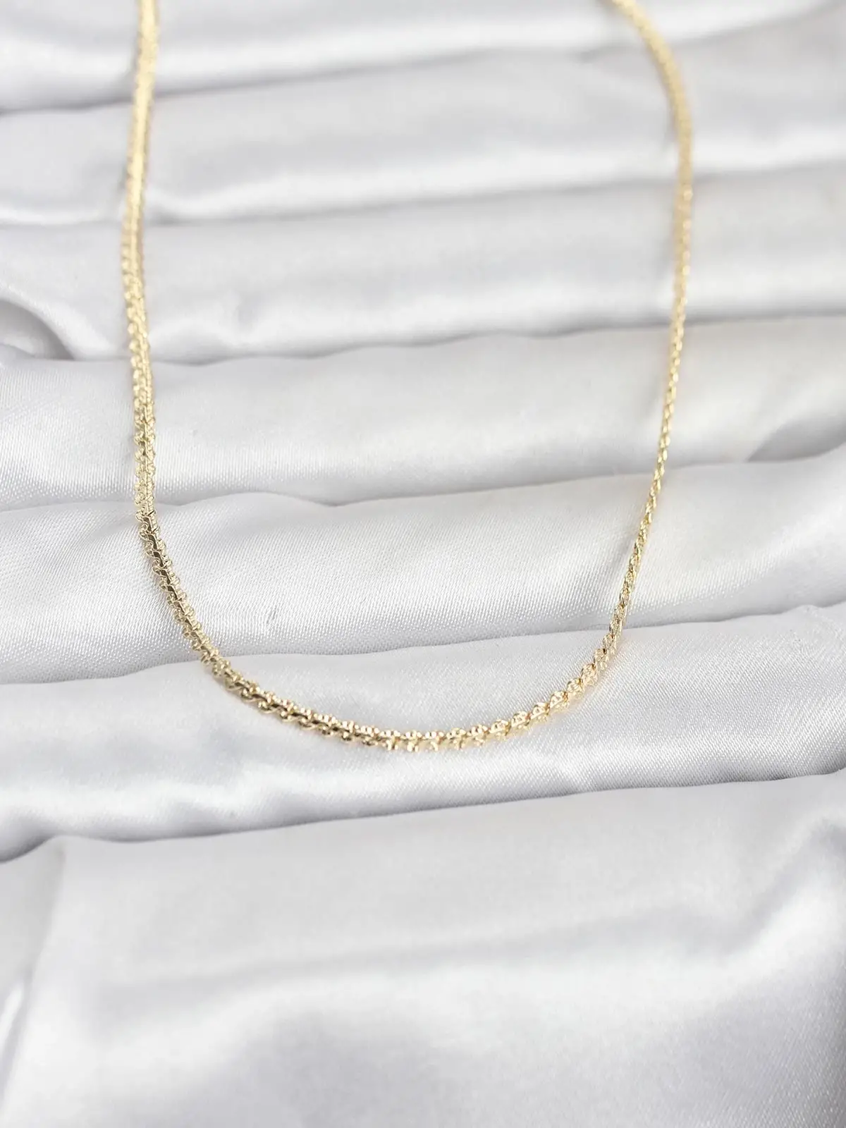 CM 14K Gold Renk Yassı Zincir Model 60 cm Kadın Kolye