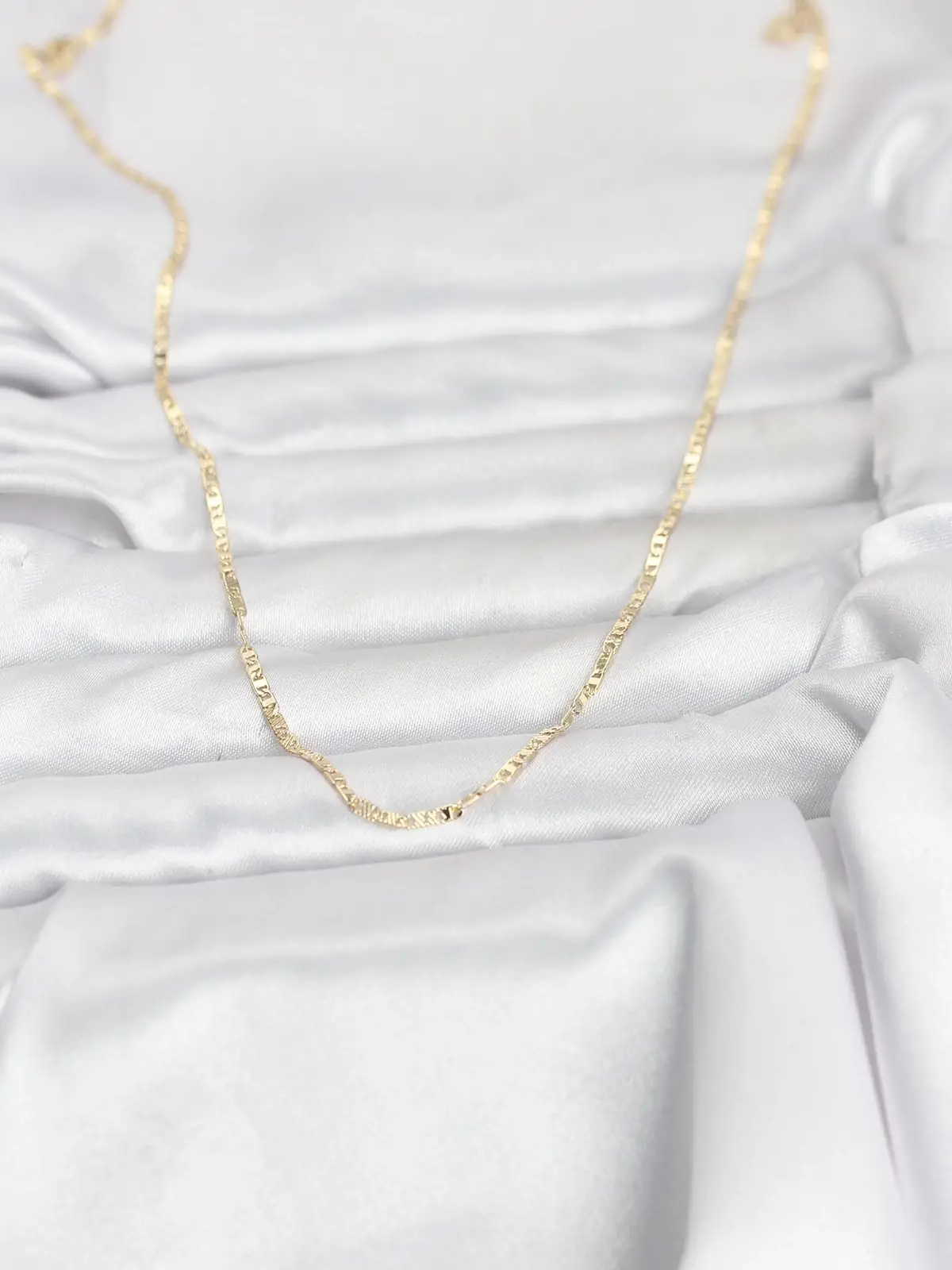 CM 14K Gold Renk Yassı Zincir Model 60 cm Kadın Kolye