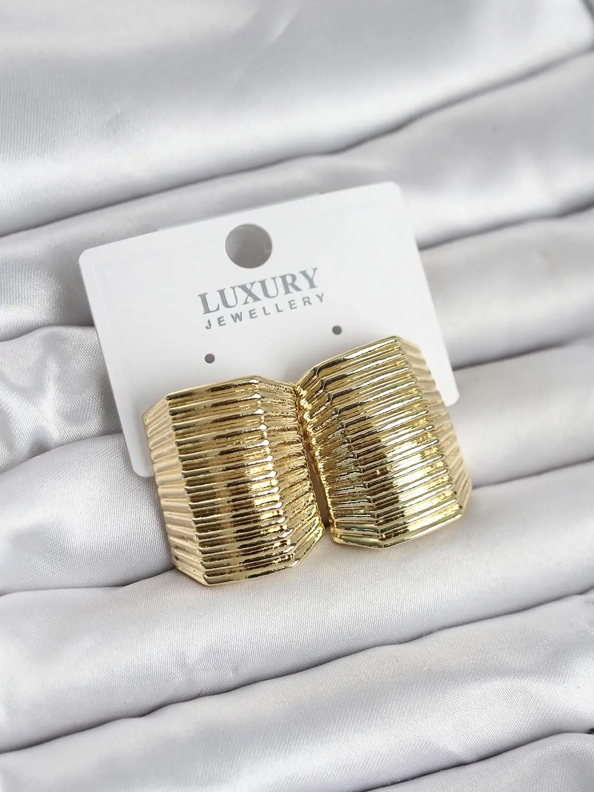 Gold Renk Pirinç Vintage Esintili Statement Küpe