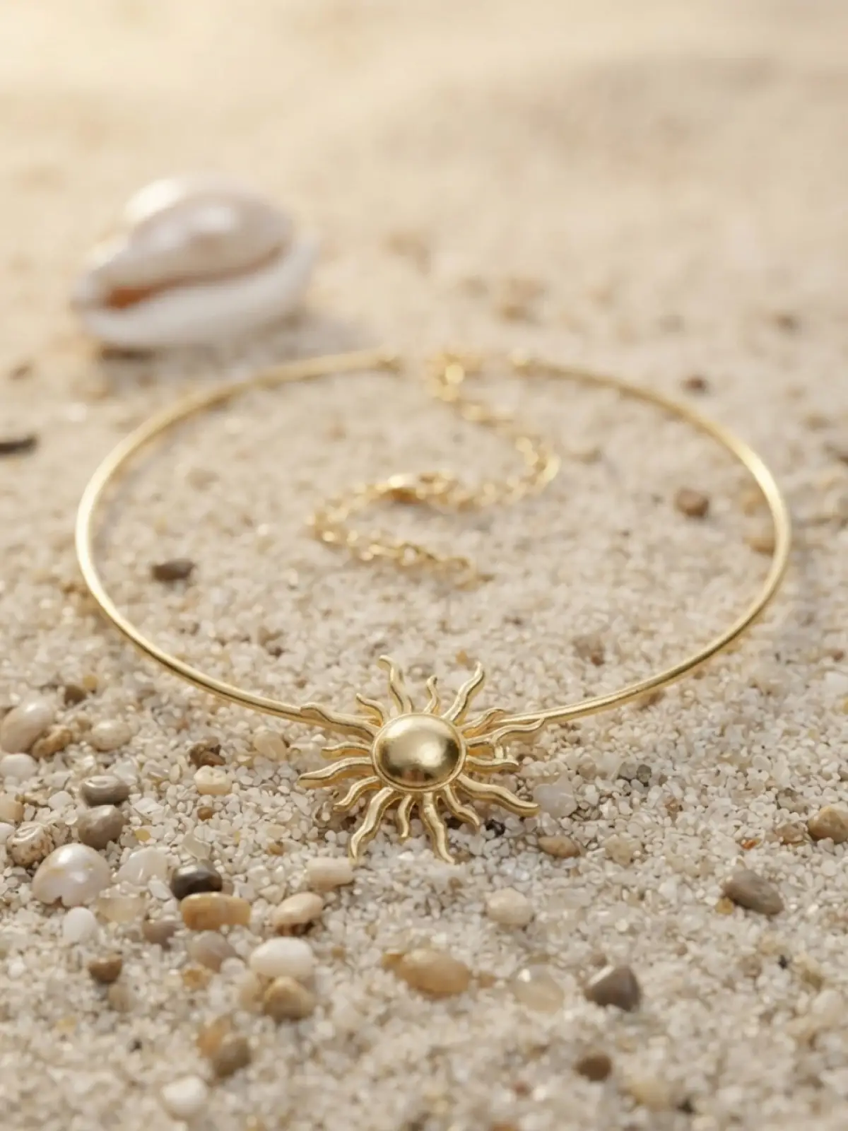 Güneş Model Gold Renk Choker Kadın Kolye