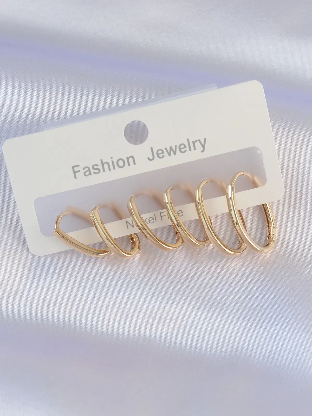 Pirinç Gold Renk İnce Oval Küpe Seti