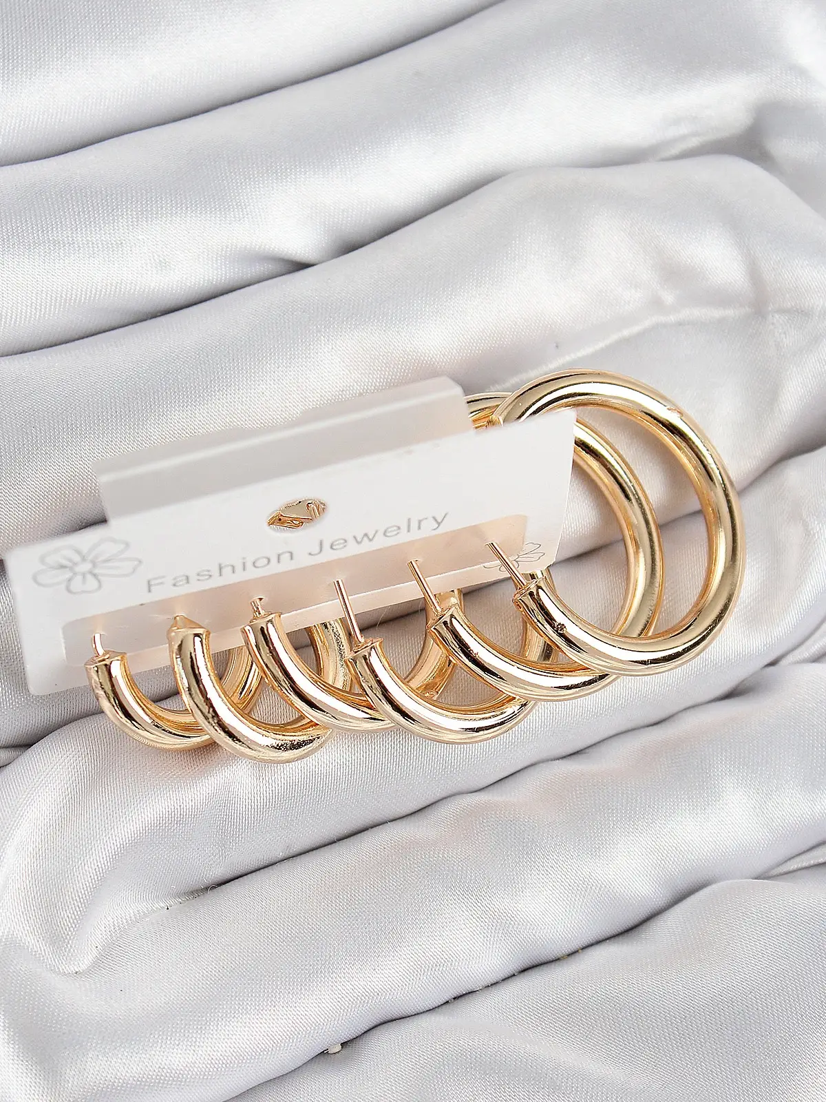 Pirinç Halka Model Gold Renk Kadın Set Küpe